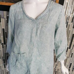 Et' Lois Womens Black Linen Tunic Top Sz Small Lagenlook Asymetrical 0425